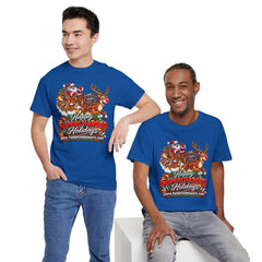 Happy Supercharged Holidays Christmas Reindeer Graphic Tee