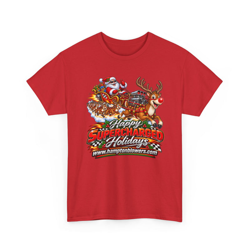 Happy Supercharged Holidays Christmas Reindeer Graphic Tee
